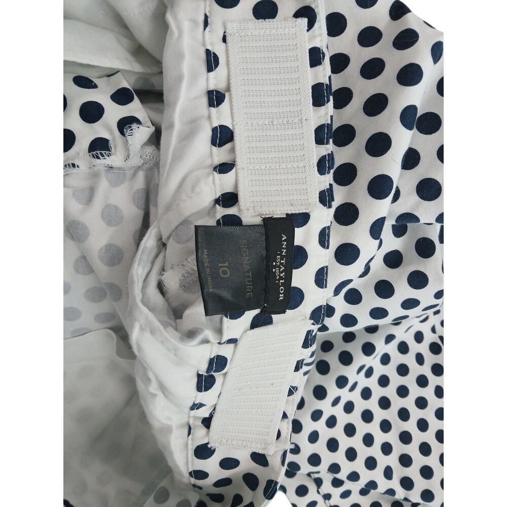 Ann Taylor Dark Navy White Polka Dots  Crop Pants 10 - Picture 9 of 9
